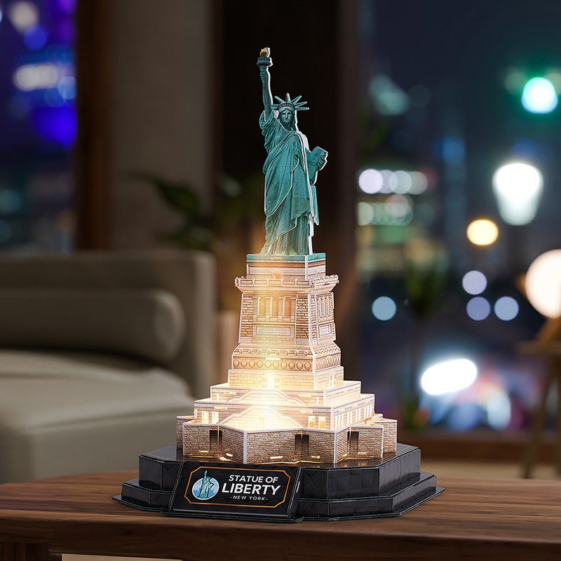 Lecube 3D Stereo Puzzle Paris Eiffel Tower Big Ben Assembled World Architectural Model Creative Gift With Light - Image 3